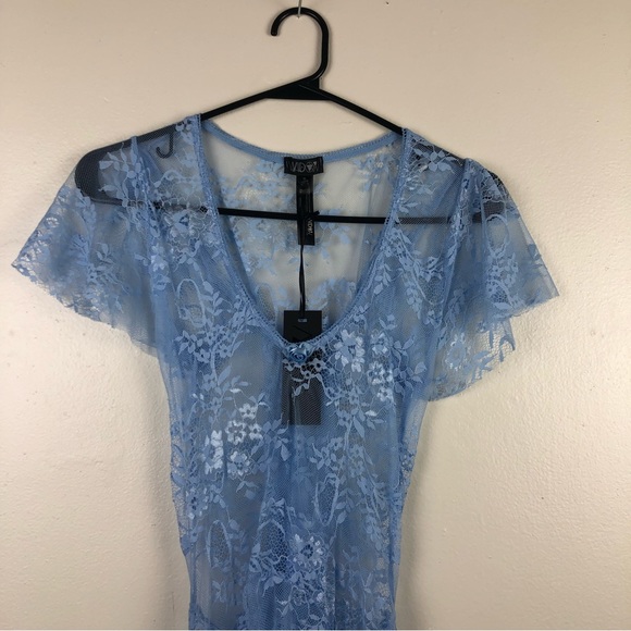 NWT Ethereal Dolls Kill Widow Blue Floral Lace Dress - Picture 3 of 10